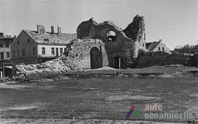 The ruins of Kaunas castle. Author of photography unknown, in 1950', from Kaunas municipality archive.