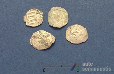 XIV a. pab. monetos rastos prie "Perkūno" namo. Nuotr. iš asmeninio M. Bertašiaus archyvo.