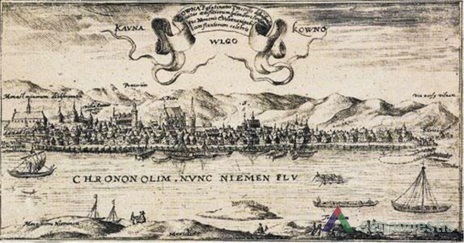 Kaunas apie 1600 metus. Dailininko T. Makovskio graviūra